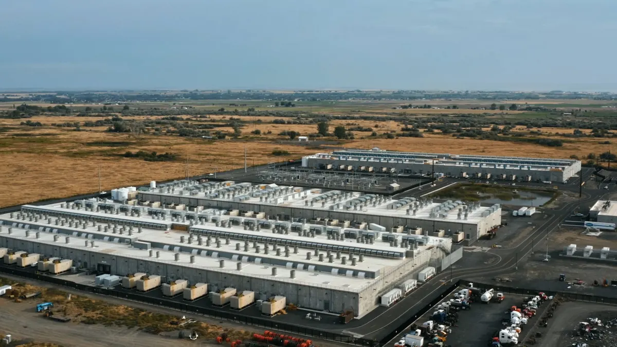 Aerial view of a hyperscale data center campus